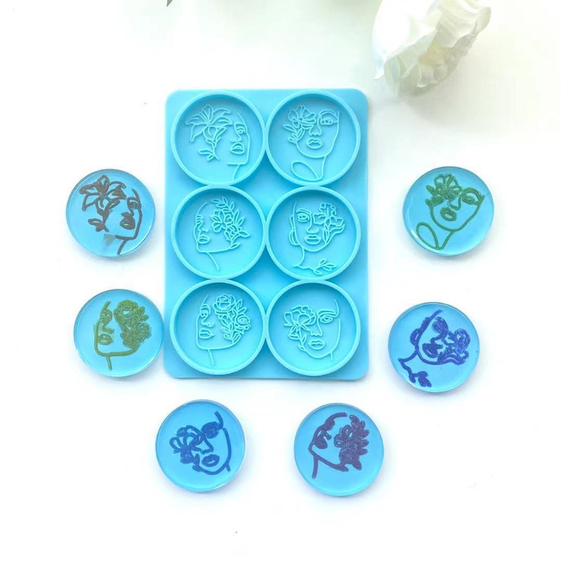 SIY  6Round Female Heads Phone Holder Resin Mold Phone Grip Decorations Silicone Mold