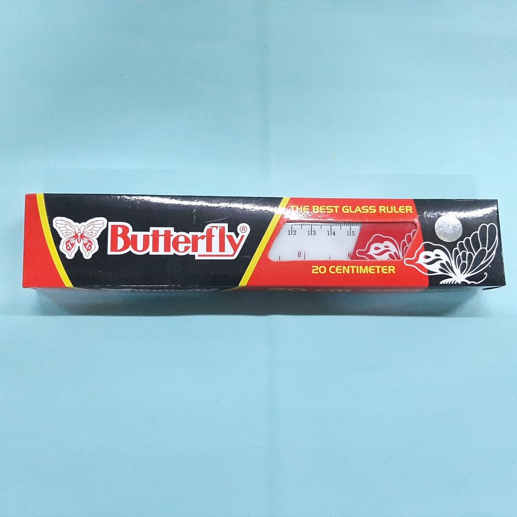 

Penggaris Mistar BUTTERFLY 20 cm JIdar Plastik Bening isi 12 pc Ori