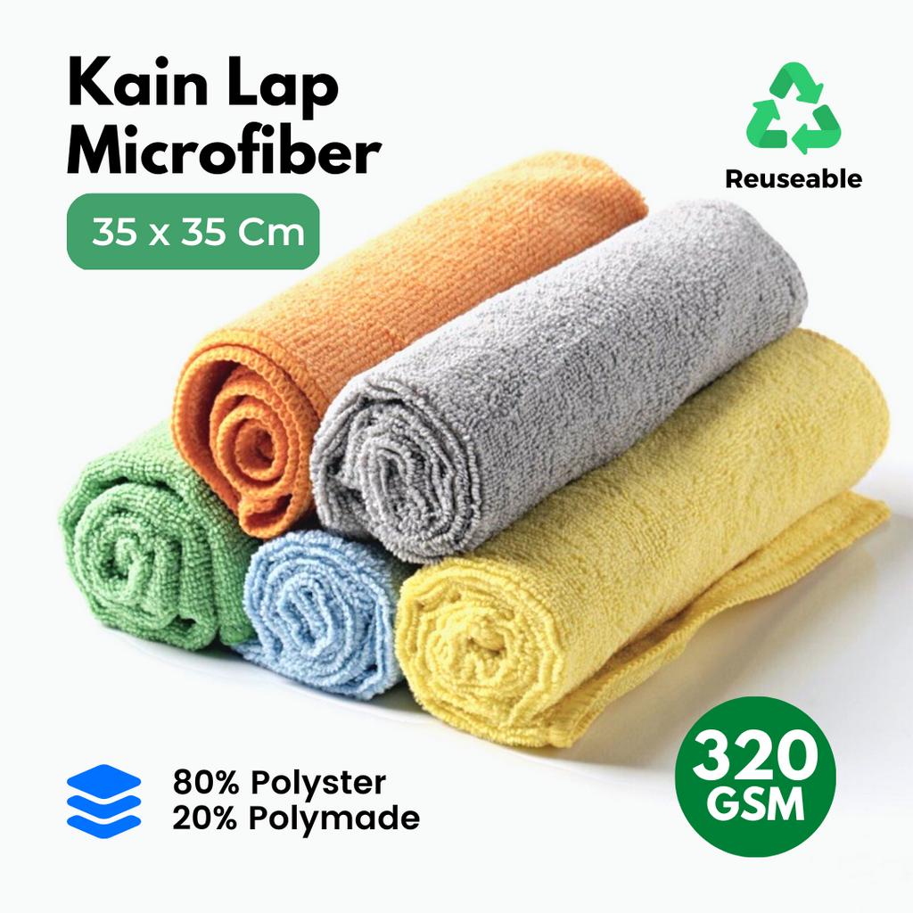 Kain Lap Microfiber 40 x 40 Cuci Piring Anti Minyak 320 Gsm Dapur Tangan Serbaguna