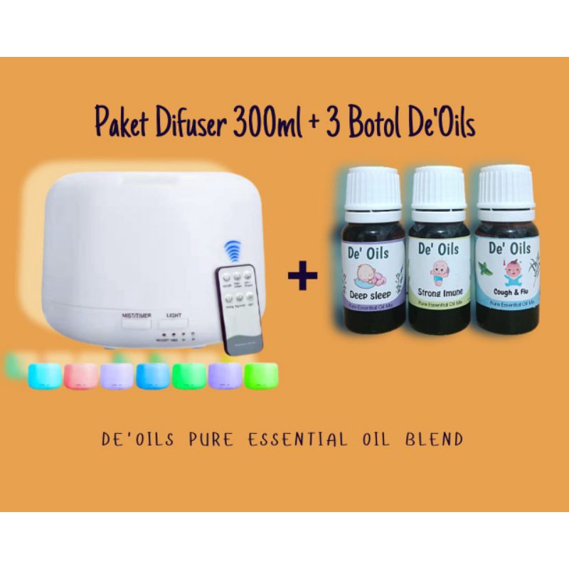 De'Oils Paket Difuser + Essential Oil Murni Berkualitas Pure Essential Oil Aromateraphy baby