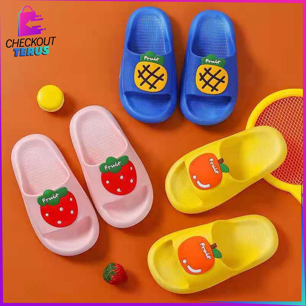 CT S43 Sandal Anak Slip On Motif Buah Selop Karakter Lucu Sendal Anak Perempuan Laki Laki Slippers Kids Cute Baby Import