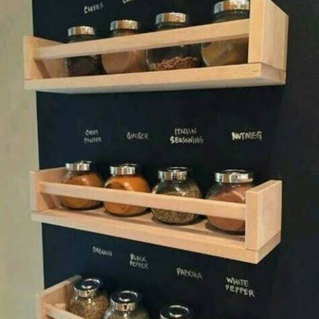 Rak Bumbu dari kayu jati belanda L14cm P60cm Shopee Rak Bumbu dari kayu jati belanda L14cm P60cm Shopee