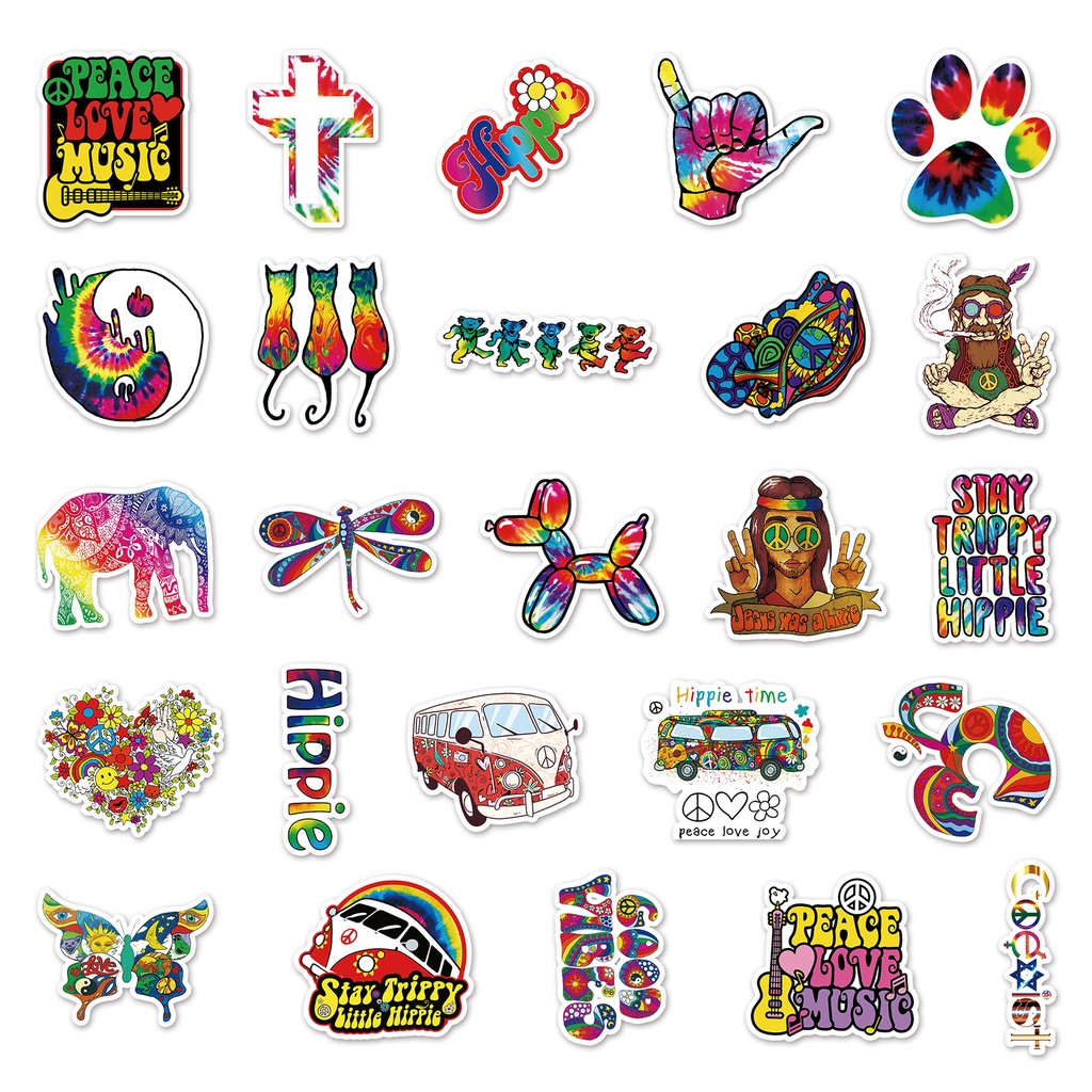 Zhang Hippie grafiti stiker kepribadian warna-warni stiker DIY bagasi skuter stiker