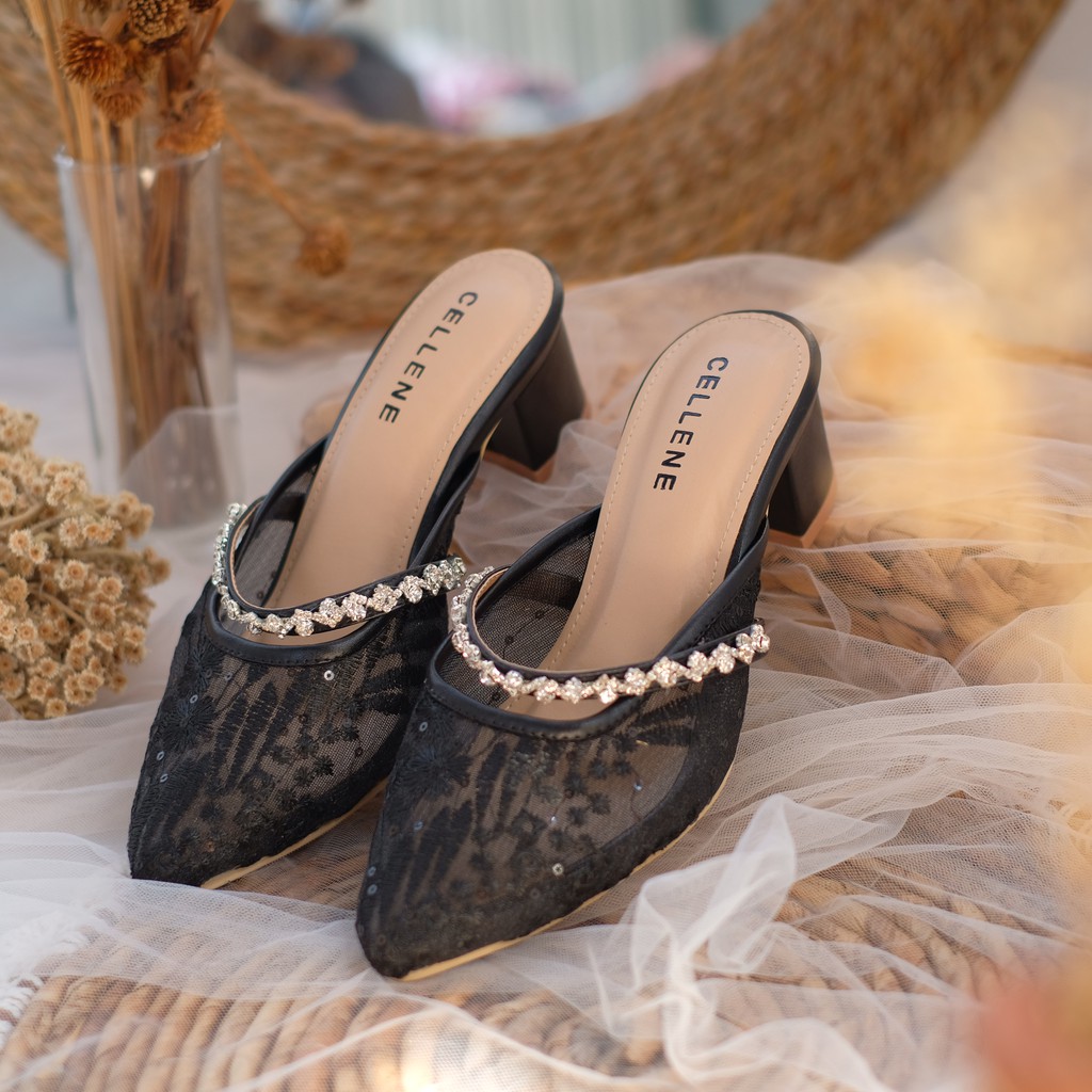 𝐂𝐄𝐋𝐋𝐄𝐍𝐄 • YOURA LACE Heels / sepatu brukat hak 5 cm wedding shoes