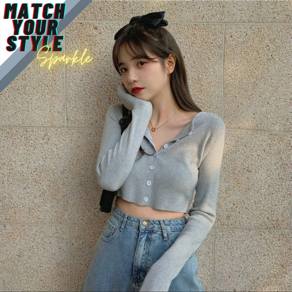 Cardigan Angel Shirt Cropped Knitted High Waist Single-Breasted Long-Sleeved Female Slim Crop Top-3