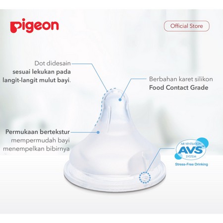 DOT PIGEON PERISTALTIC PLUS WIDE NECK NIPPLE PUTTING Silicone Empeng Silikon BPA free Dots