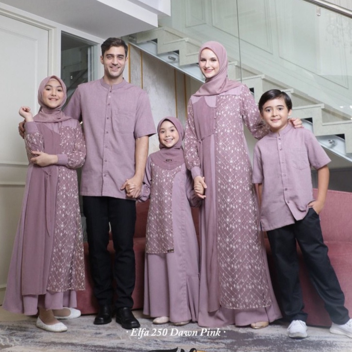 SERAGAM KELUARGA SARIMBIT ELFA 250 DAWN PINK ORIGINAL ETHICA DRESS BAJU BUSANA MUSLIM BRUKAT KONDANG