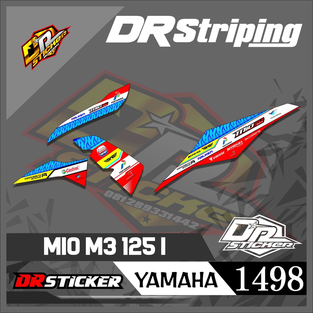 1498 STRIPING MIO M3 MANDALIKA RACING STIKER RACING SEMI FULL