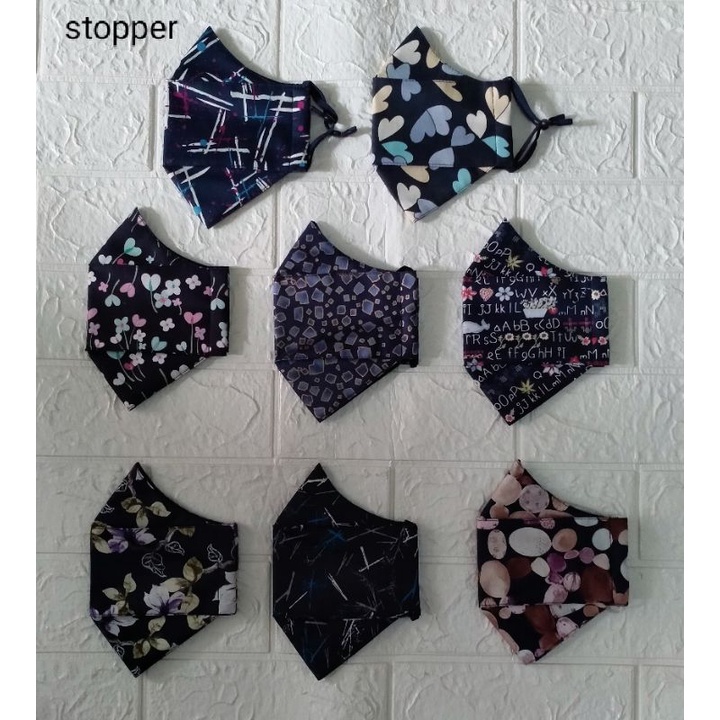 MASKER 3D 3PLY KAIN KATUN KUALITAS PREMIUM + STOPPER