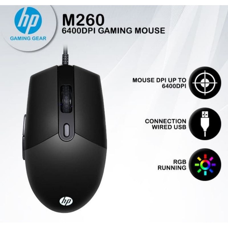 Mouse HP M260 Mouse GAMING kabel 1600dpi original asli