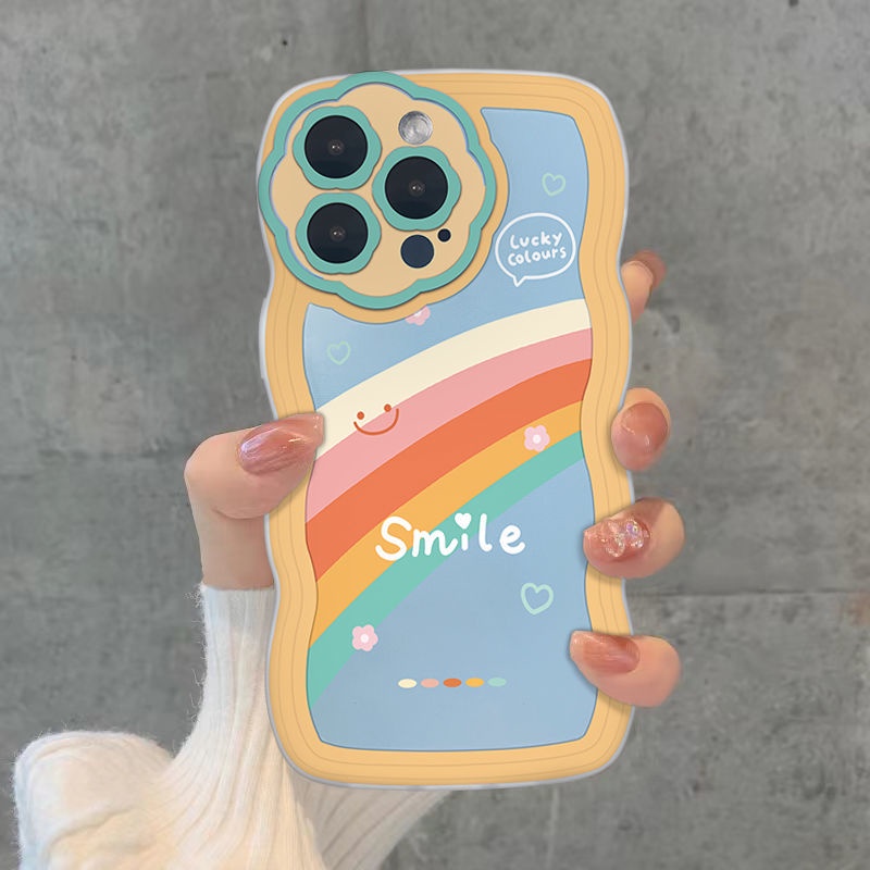 Case Motif Smiley Face Warna Pelangi Untuk iPhone 12 13 11 Pro Max X Xs Max Xr Asu5