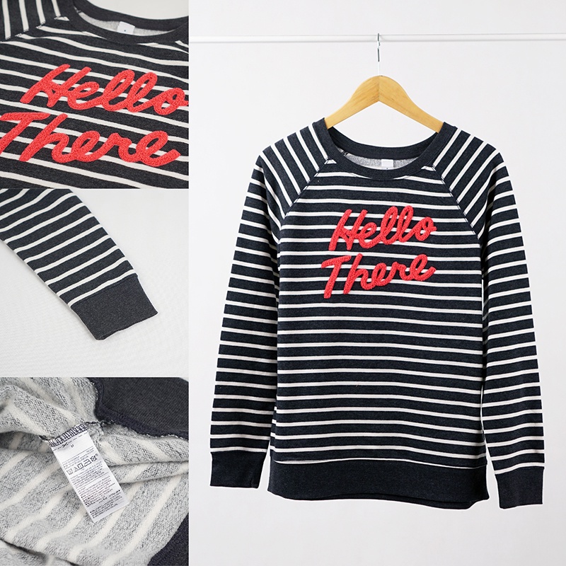 Sweatshirt Wanita- Fleece Relaxed Sweatshirt [OSW 01 GAB 2]-OSW 01GHT GREY STRIP