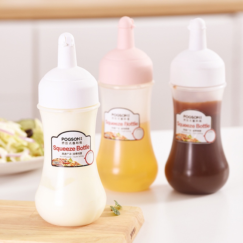 [ Featured ] Kitchen Squeeze Condiment Bottles / Leak-Proof Seasoning Sauce Squeeze Squirt Dispenser Bottle for Oil Sauce Mustard Kitchen Accessories