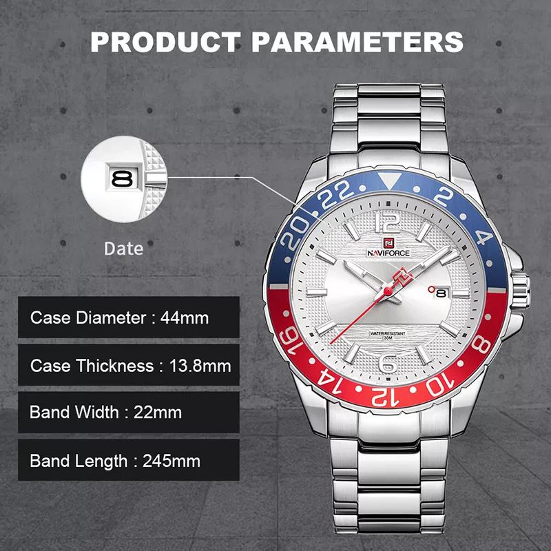 JAM TANGAN NAVIFORCE PRIA CASUAL MEWAH NEW NF-9192 SS 8