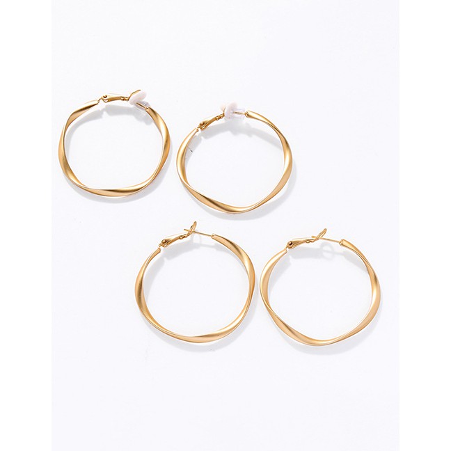 LRC Anting Tusuk Fashion Needle Golden Alloy Geometric Hoop Earrings D59103