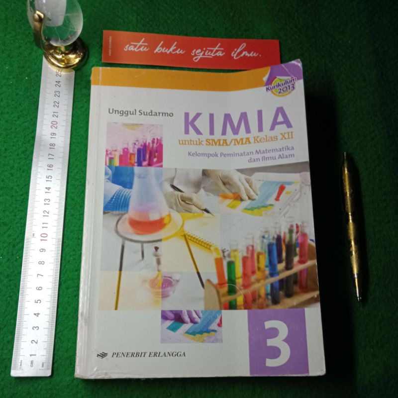Buku Pelajaran Kimia untuk SMA kelas XII by Penerbit Erlangga.