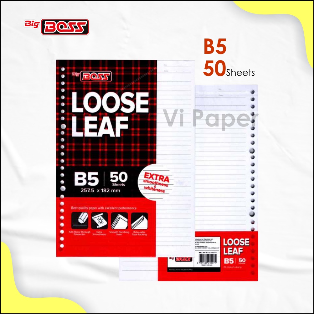 

Loose Leaf Big Boss B5 , 26 Holes - Garis isi 50 Lembar