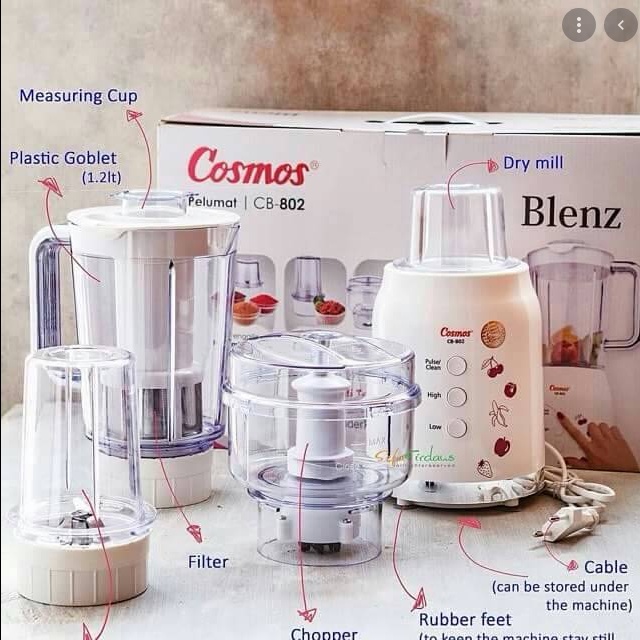 BLENDER COSMOS CB 802 BLENZ 5 IN 1 SERBAGUNA BAHAN PLASTIK 1.2 LITER