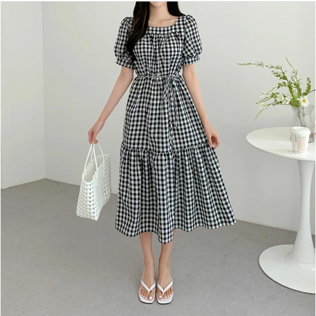 [MCFK] Dress Samola / Dress Kotak-Kotak Wanita / Longdress Casual / Dress Korea / Dress / Pakaian Wanita Terbaru