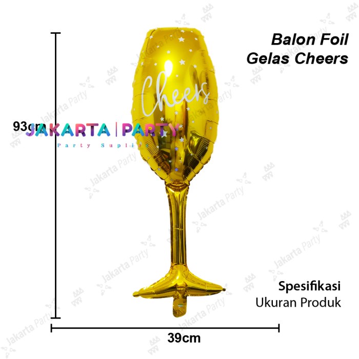 Balon Foil Gelas Cheers Full Gold Jumbo / Balon Foil Gelas Wine
