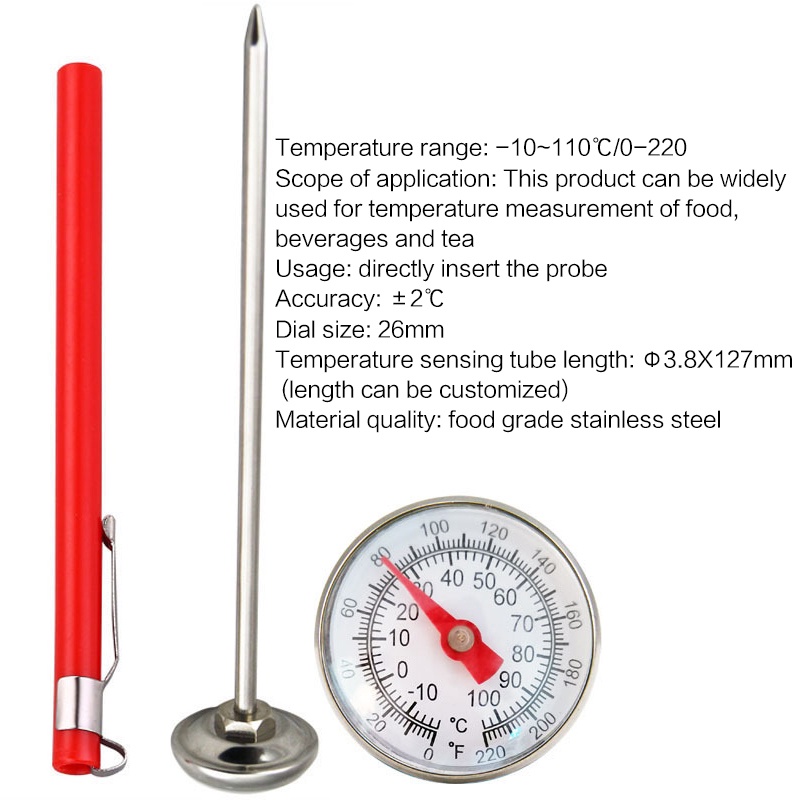 Thermometer Minyak Dapur/Thermometer Kopi Susu Minuman/Thermometer Dapur BBQ Makanan/Thermometer Mekanik