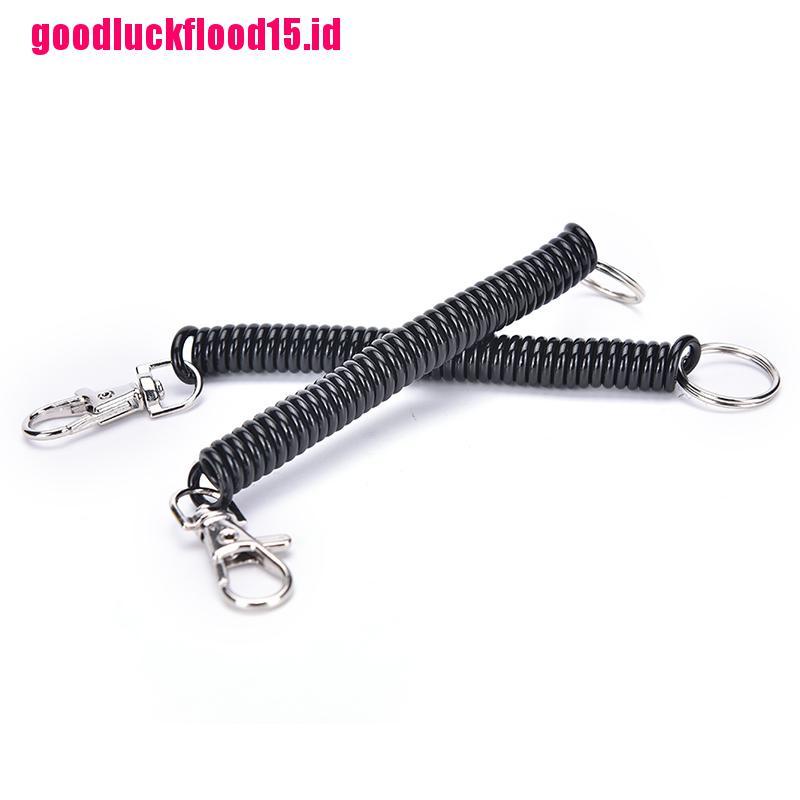 {LUCKID}2 Tactical Retractable Plastic Spring Elastic Rope Securit Gear Tool Hiking Camping Keychain