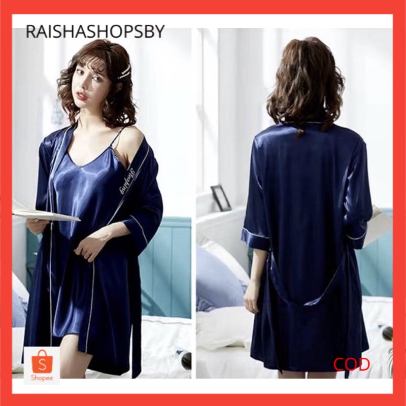 PIYAMA SEXY SATIN IMPORT PREMIUM BAJU TIDUR WANITA TANKTOP DASTER KIMONO SET BIG SIZE POLOS