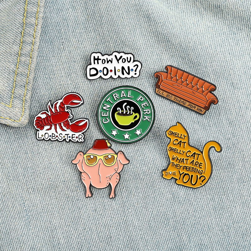 Bros Pin Enamel Bentuk Kutipan Tv Makanan Kopi Kucing Untuk Unisex