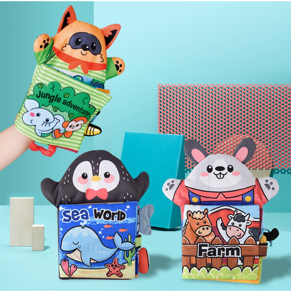 Buku Puppet Soft Book, Mainan Buku Handpuppet, Buku Kain Anak