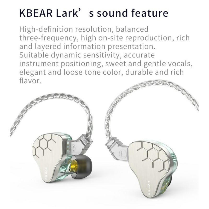 KBEAR Lark with Mic 1DD+1BA Hybrid Driver In Ear Earphone