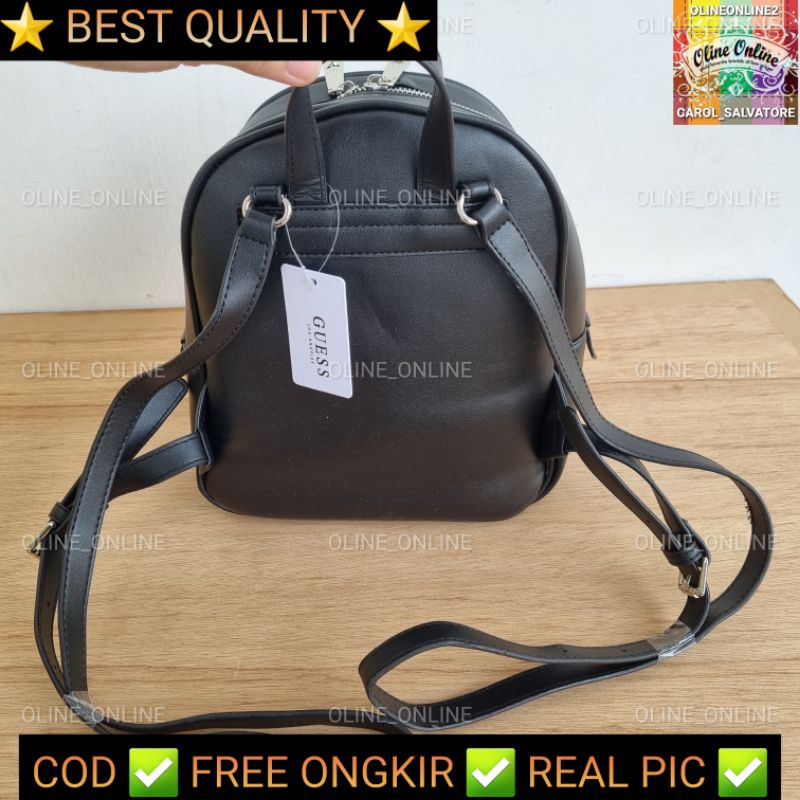 Backpack LA los angeles gs black white tas punggung ransel wanita kekinian medium size kuliah roomy