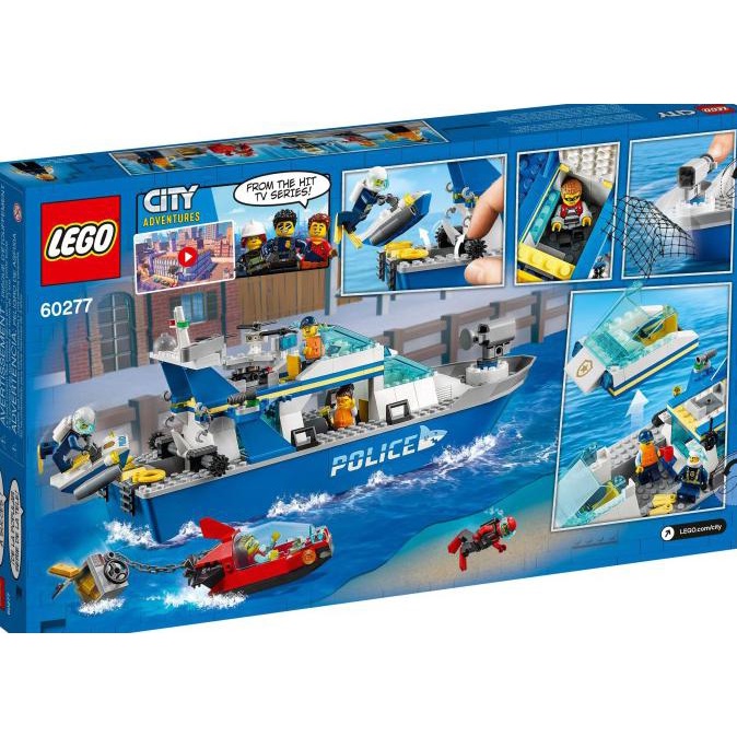 LEGO Original CITY 60277 Police Patrol Boat Mainan Anak Edukasi Kapal