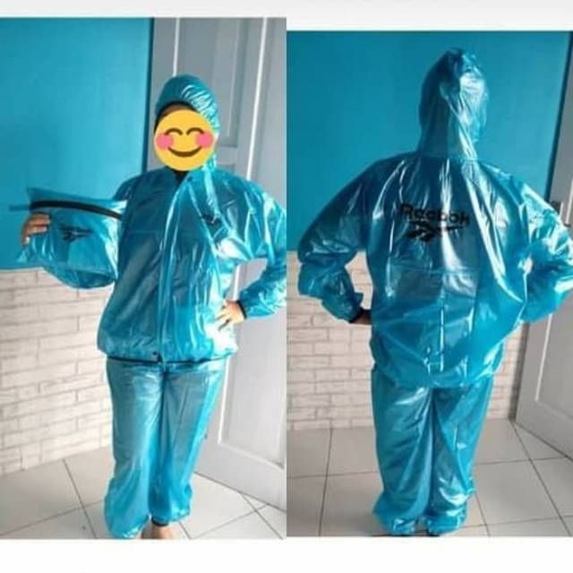 Jas hujan sauna suit jaket celana polkadot warna REBOOK XXL