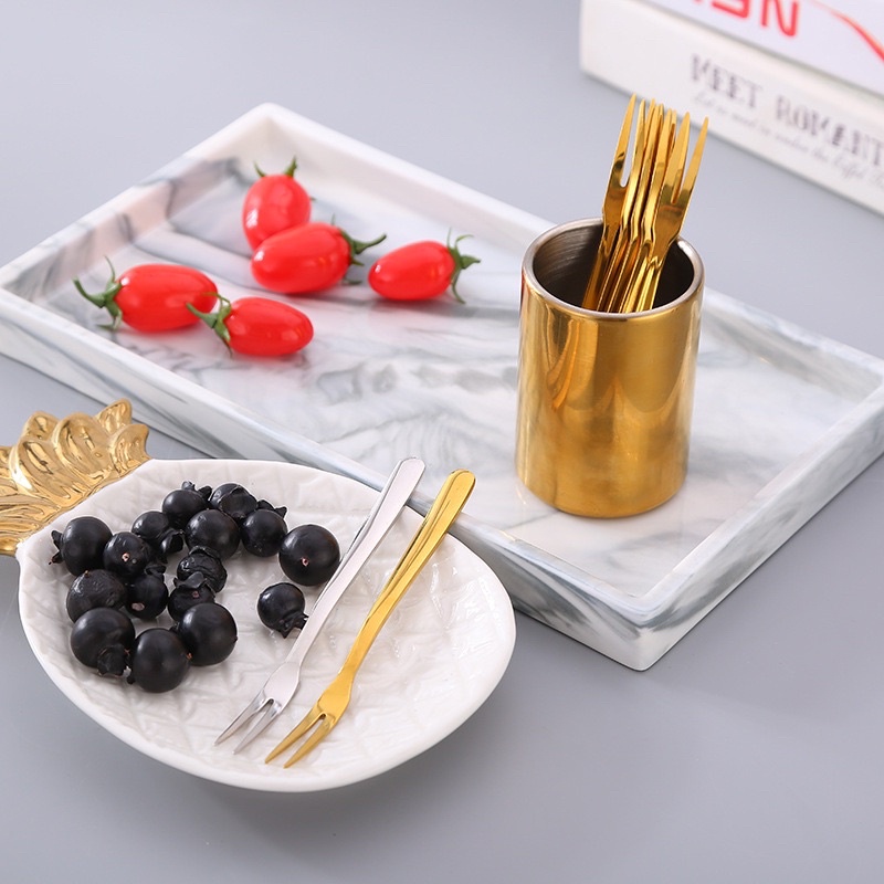 HOME DECOR Garpu Kecil untuk Kue / Buah Gold Dessert fork Cutlery set