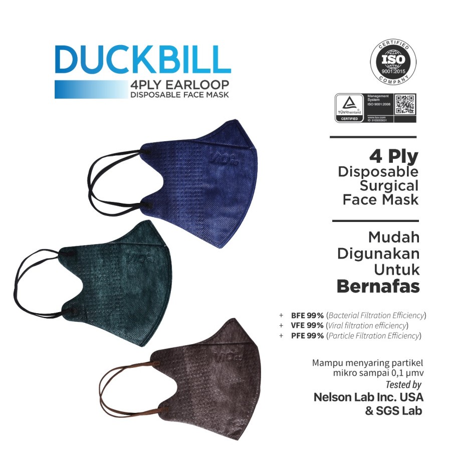 VIO MASKER DUCKBILL 4PLY EARLOOP ISI 3PCS