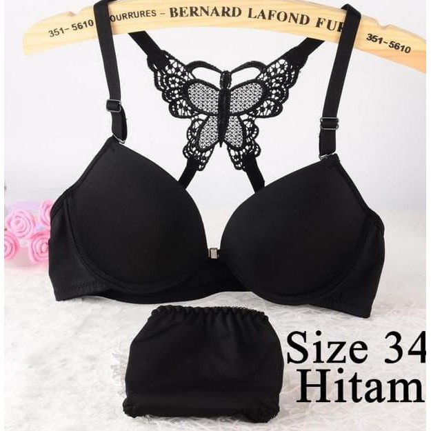 Diskon Set Bra Butterfly / Bra + Cd Kupu-Kupu Size 34 Hitam Ori