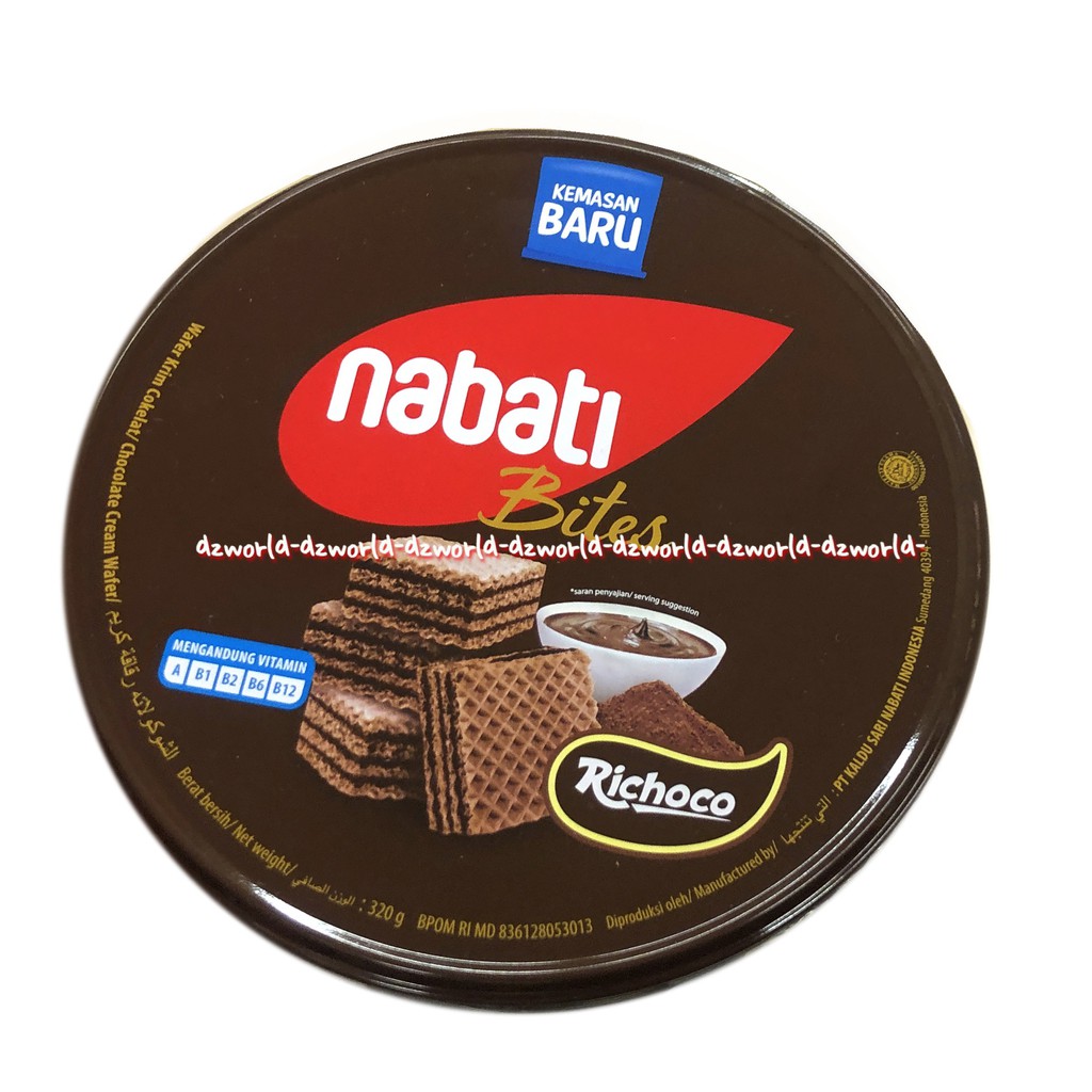 Richeese Nabati Bite 320gr Wafer Snack Coklat Keju Cemilan Richis Kaleng Chocolate Cheese