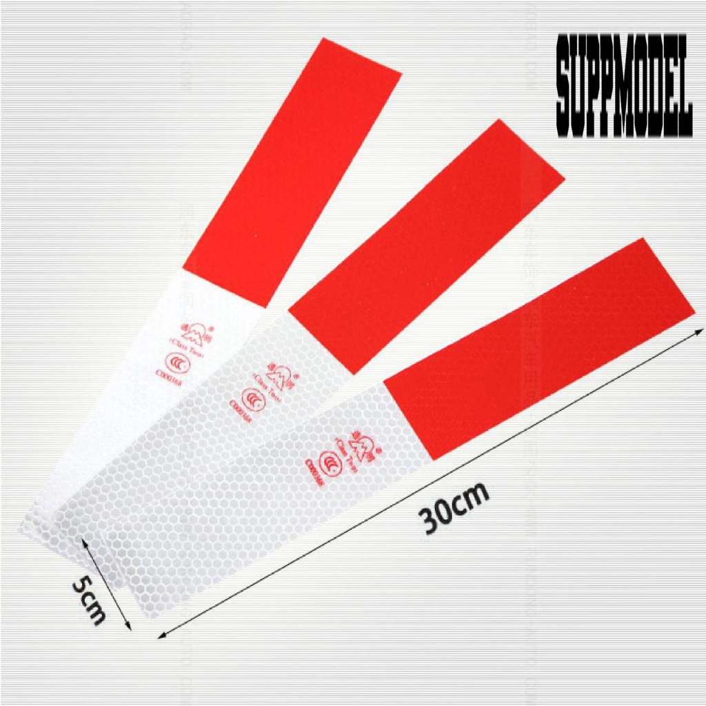 Stiker Strip Reflektif Tahan Panas Warna Merah / Putih Untuk Body Mobil