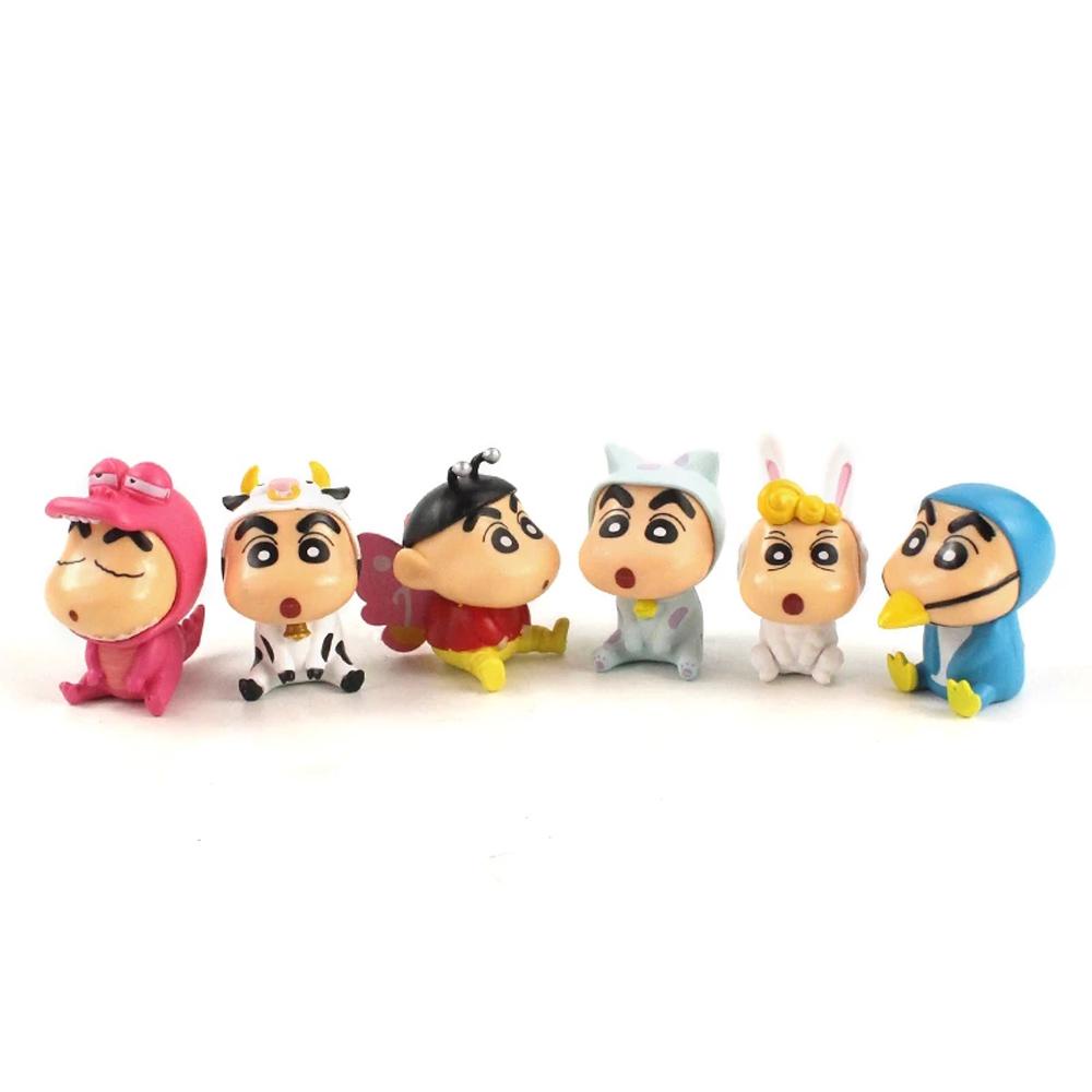 Needway Crayon Shin-Chan Rabbit 6pcs Model Mainan Cosplay Hewan Shinnosuke