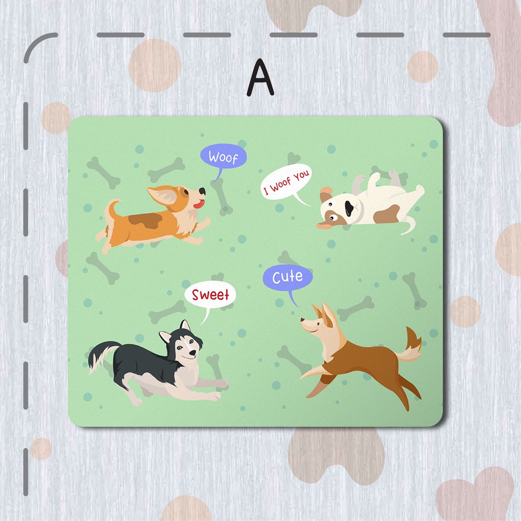 READY STOCK Custom Gaming Mousepad Anti Slip Tema Anjing Dog Poodle Husky Pom  (Premium)