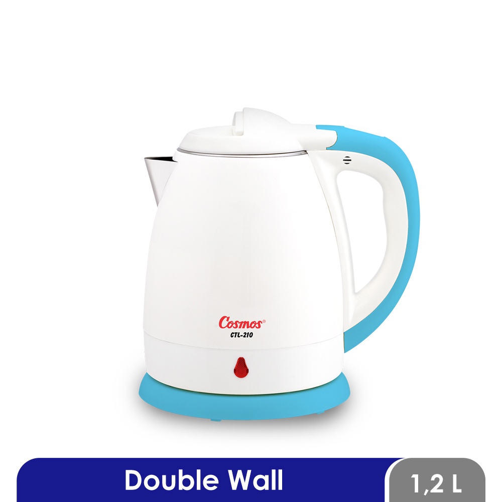 Teko Cosmos CTL-210 1.2 L  600W electric kettle jug pemanas air double wall otomatis