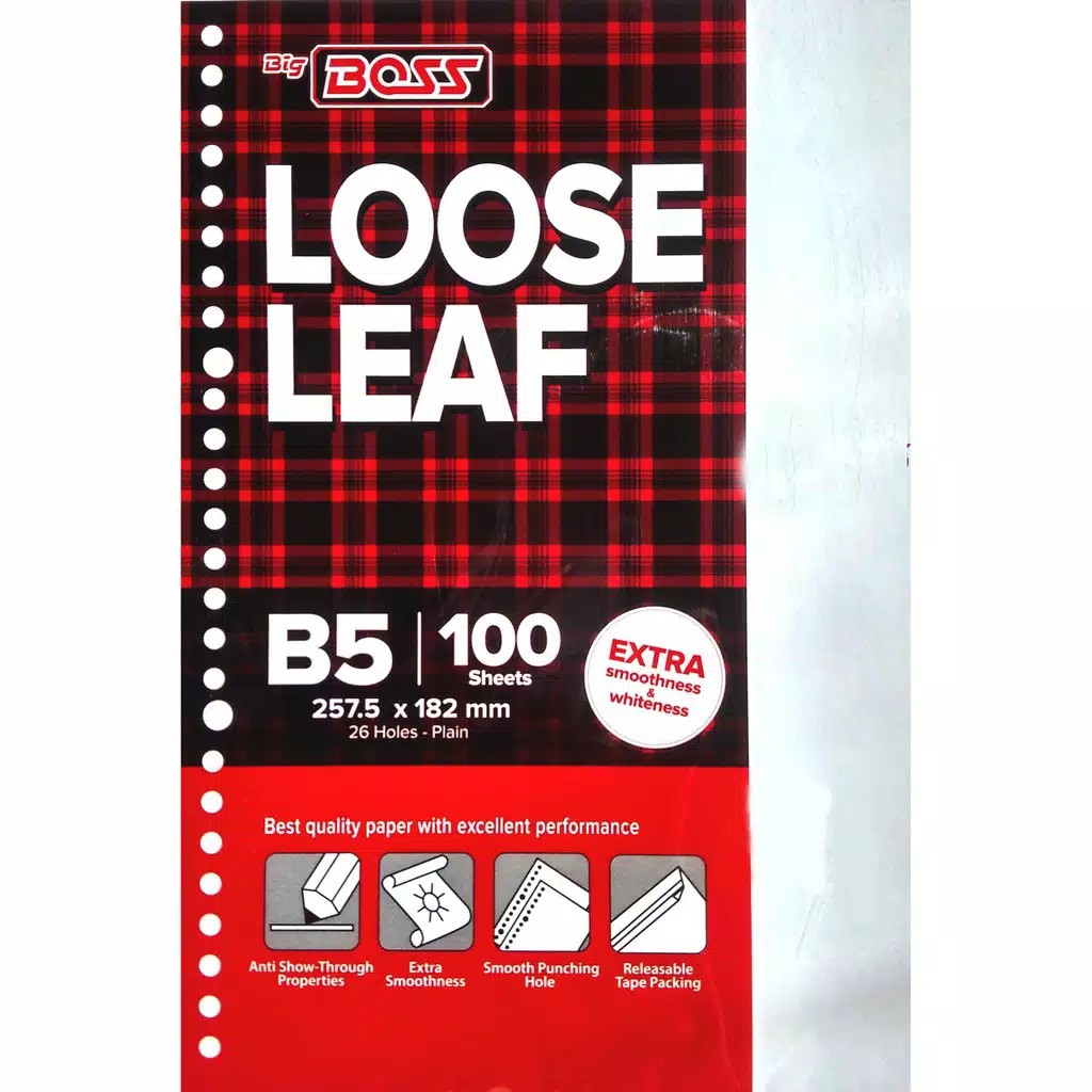 

Kertas Isi Binder Loose Leaf Polos Big Boss B5 - 100 Lembar