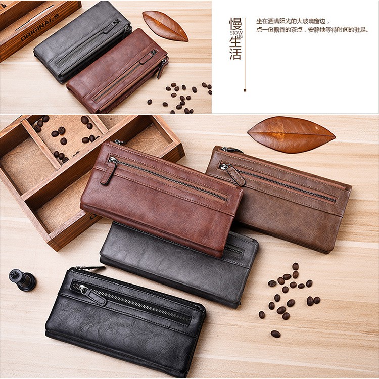 DEABOLAR Dompet Pria Bahan Kulit - Black