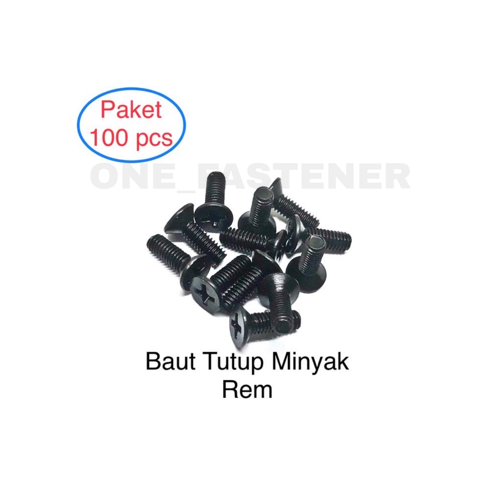 100 pcs Baut Tutup Minyak master Rem JF Verseng M4x12 4mm 4x12 4mili