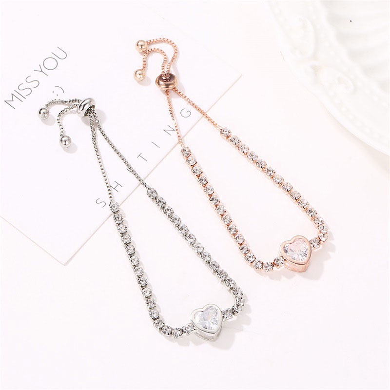 Fashion Baru Rose Gold Love Zircon Gelang Gelang Wanita Sederhana-Won