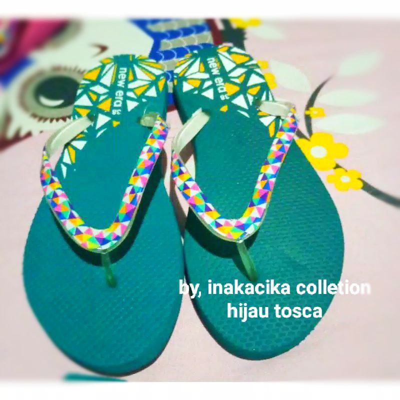 sandal jepit wanita new era cantik Safira Keyla rose tosca biru merah 37 40