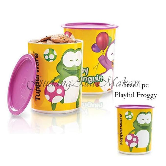 Promo Tupperware Paket 3pcs Toples Playful Canister Poppy Froggy Murah