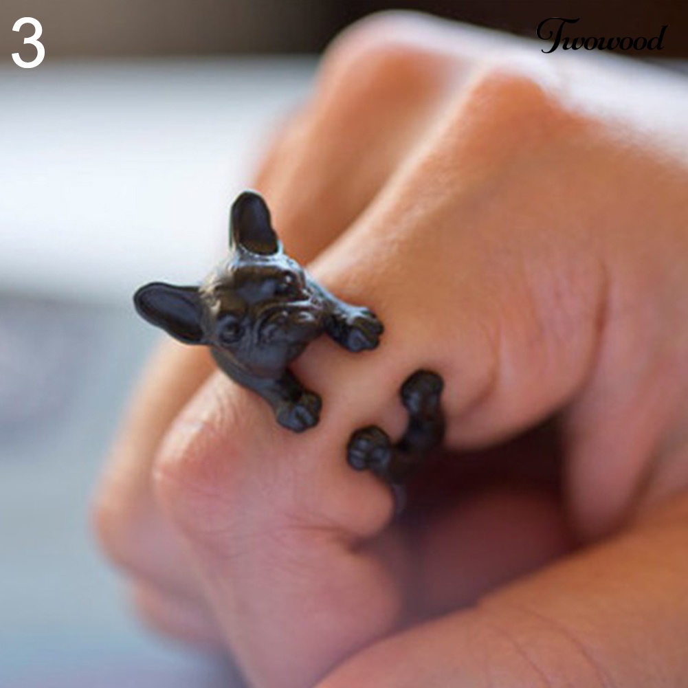 Cincin Model Terbuka Adjustable Desain Anjing Pit Bull Gaya Retro Punk Untuk Unisex