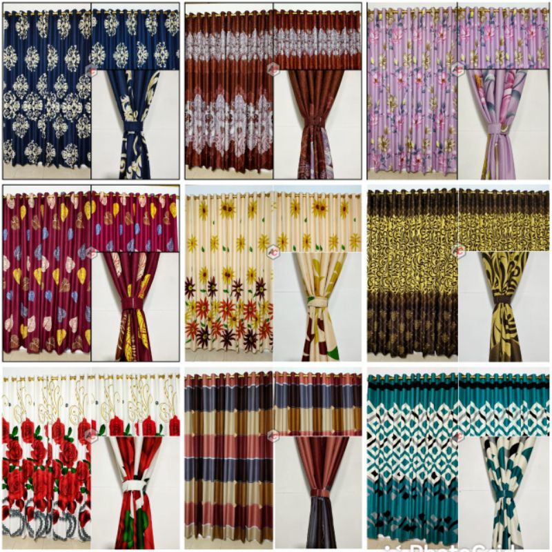 gorden pintu dan jendela smokering motif abstrak,bunga, karakter