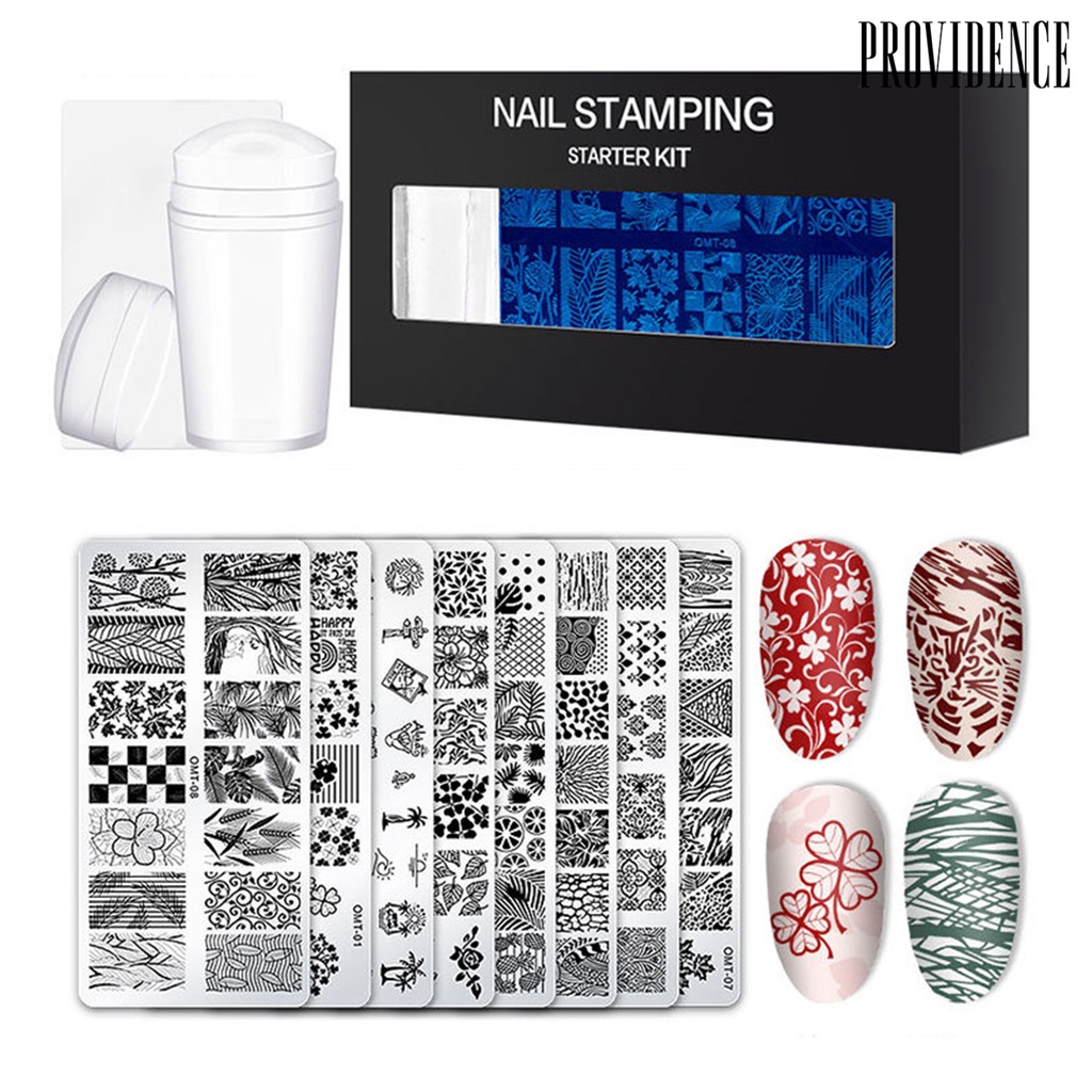 Providence 1 Set Nail Art Template DIY Template Mold Printing Steel Nail Stamping Plate Kit Tool for Nail Salon